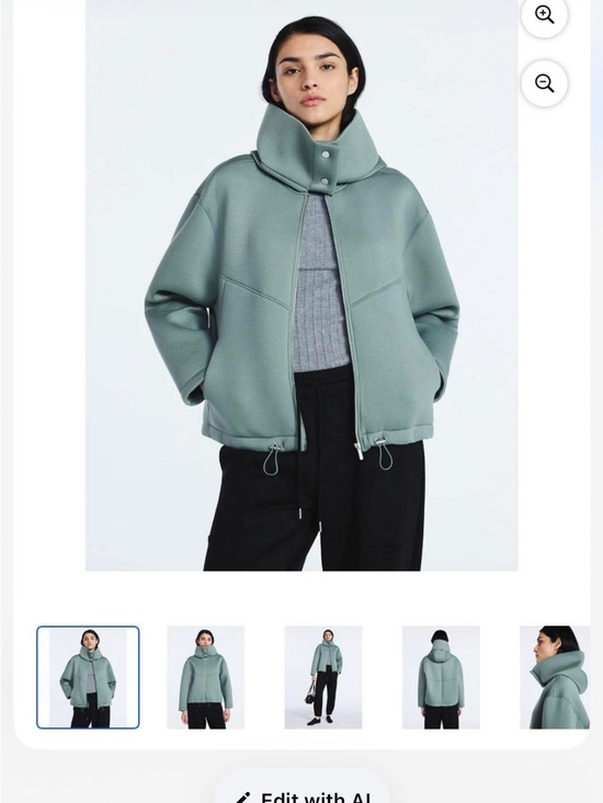 Scoop Jackets & Blazers - High Funnel-Neck Bomber Jacket in Sage Green - Women's Coat